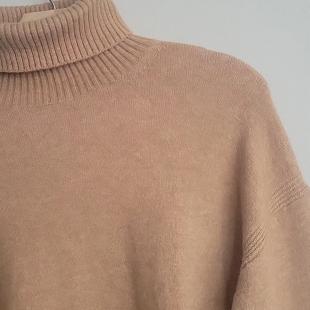 J. Crew Alpaca Merino Wool Blend Camel Turtleneck Sweater